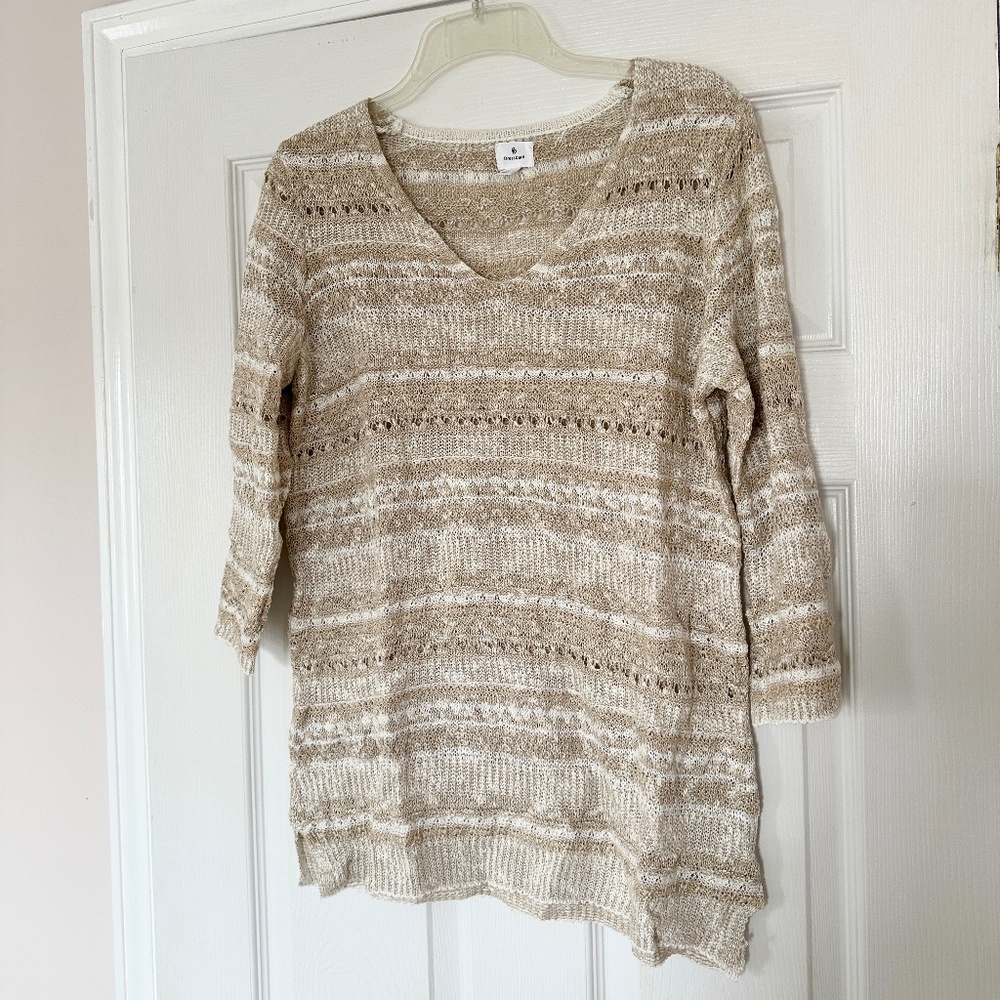 NWOT Dress Barn Women's Sweater Beige Layering Lightweight Knit Size Medium